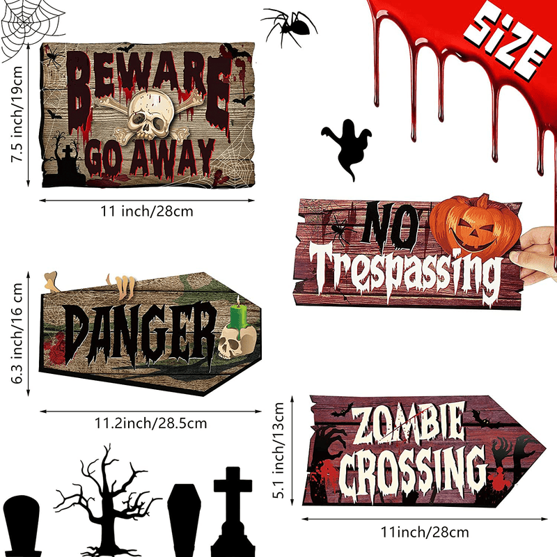 20 Pieces Halloween Yard Signs Decorations Beware Signs Outdoor halloween stake decorations lawn signs,Warning Signs Lawn Decor for Halloween Party, 10 Styles Arts & Entertainment > Party & Celebration > Party Supplies Quzzil   