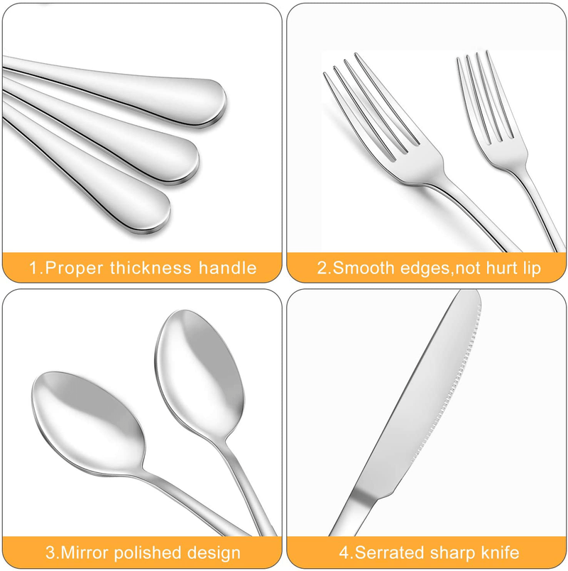 20 Pieces Silverware Flatware Set, Stainless Steel Cutlery Forks Spoons Service for 4 set, Elegant Utensil Tableware Sets for Eating, Zocy Serving for Kitchen and Hotel Home & Garden > Kitchen & Dining > Tableware > Flatware > Flatware Sets ZOCY   