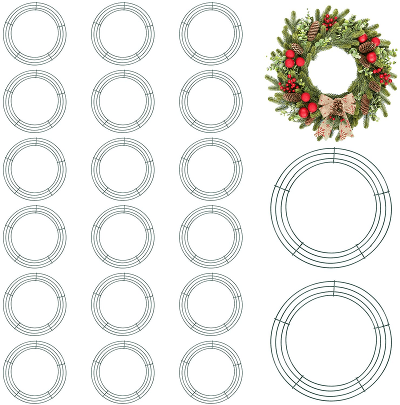 20 Pieces Wire Wreath Frame Floral Wire Wreath Making Rings for Valentines New Year Decorations, Dark Green (12 Inch) Home & Garden > Decor > Seasonal & Holiday Decorations Hotop 12 Inch  