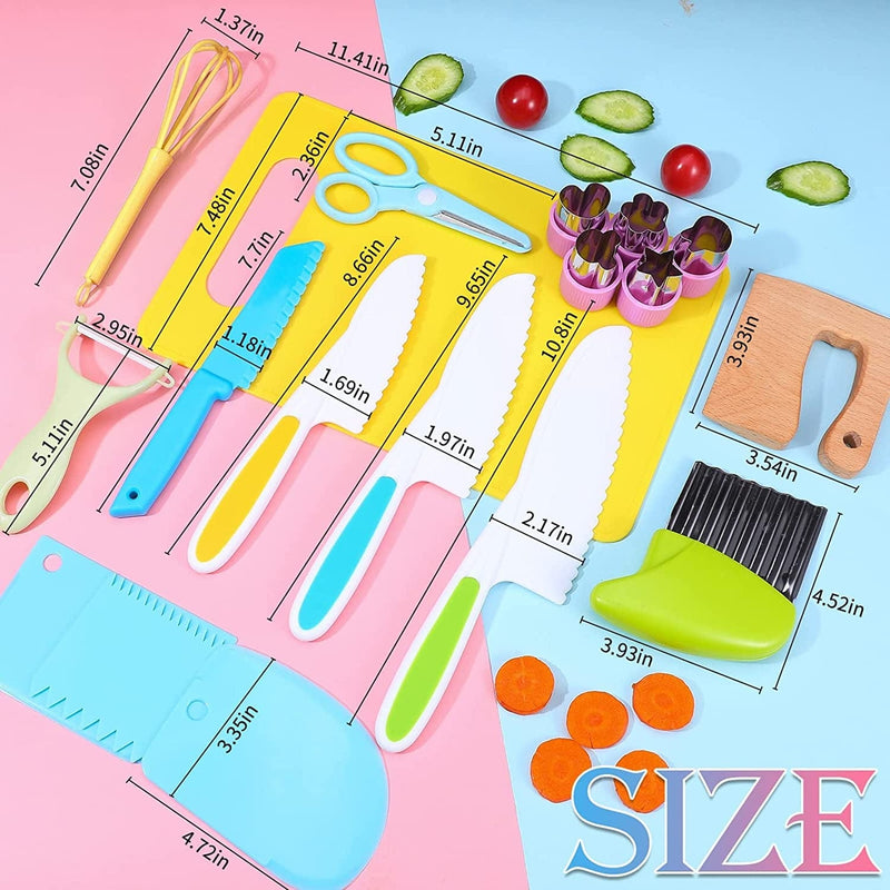 20 Pieces Wooden Kids Knife Set， Kids Safe Knifes for Cooking，Kids Kitchen Knives for Parent-Child Games&Exercise Hands-On Ability&Gifts