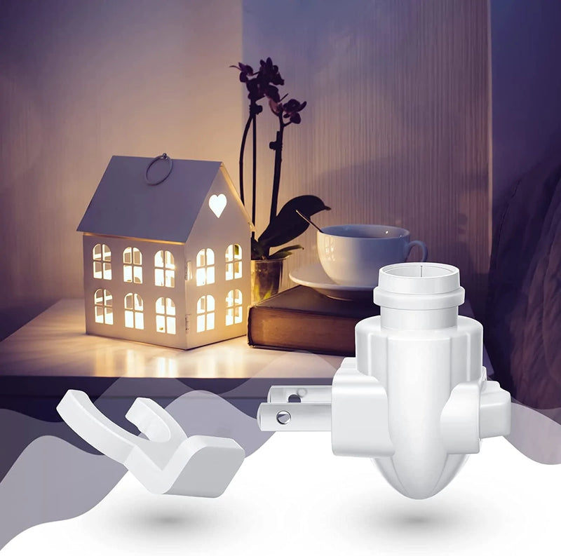 20 Sets Plug in Night Light Module White Night Light Base with Shade Mounting Clip Plastic Lights Plug in Rotating Night Light Base for Making Your Own Decorative Night Lights