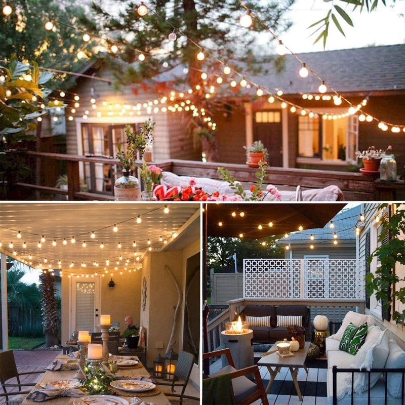 200 Ft Outdoor LED Globe String Lights Waterproof Connectable G40 Patio Bistro Lights with 100+4 Shatterproof Dimmable Plastic Bulbs for Gazebo Yard Soft Warm White Lights, 2Pack X 100Ft Home & Garden > Lighting > Light Ropes & Strings Skeerei   