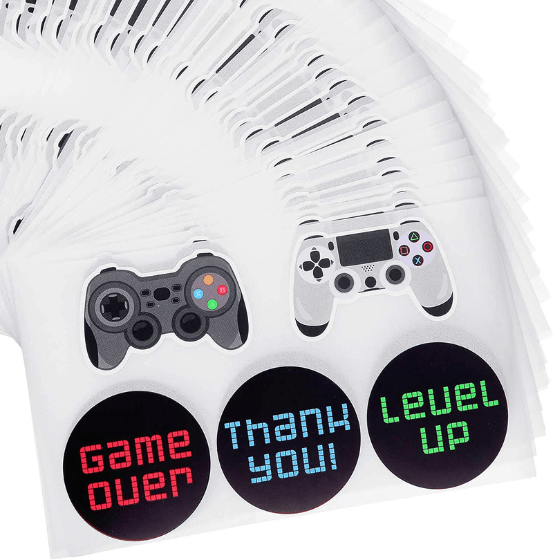 200 Pieces Video Game Controller Stickers for Video Game Party Supplies, Boys Birthday Party Decorations, 5 Styles