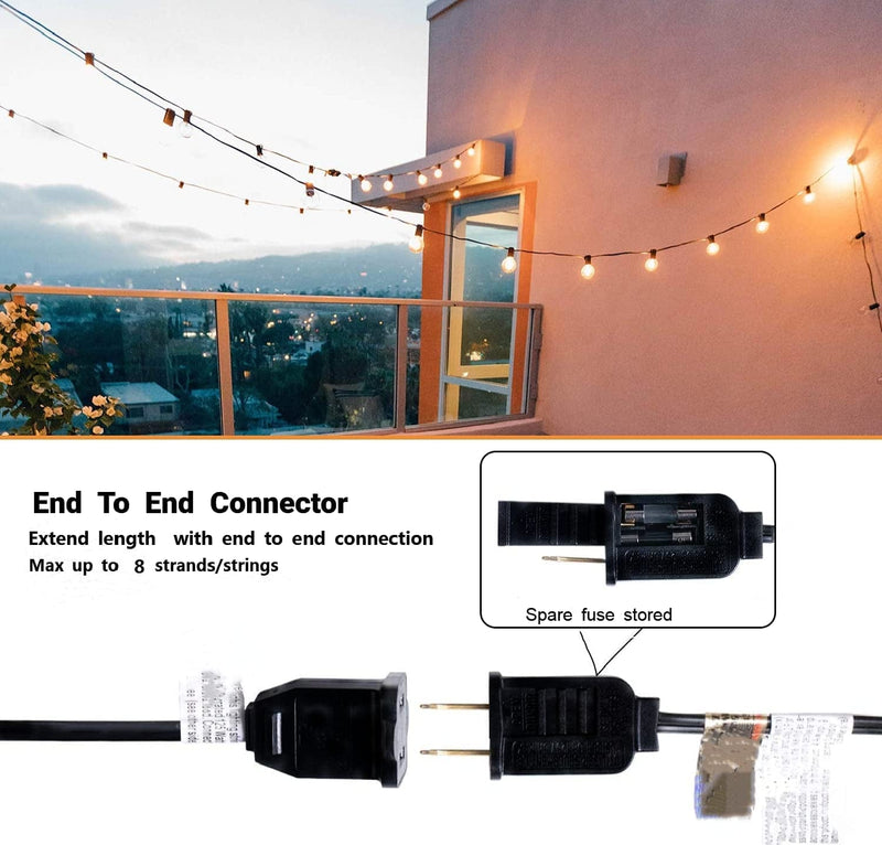 200FT Outdoor String Lights, LED Dimmable Patio Lights Globe Connectable Shatterproof Waterproof G40 outside Hanging Lights with 104 Plastic Bulbs for Patio Backyard Cafe Bistro Porch (2×100FT) Home & Garden > Lighting > Light Ropes & Strings Yuucio   