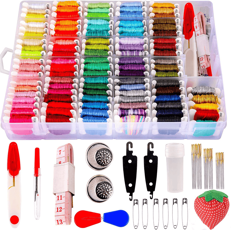 200pcs+ Embroidery Floss Cross Stitch Threads, Bracelet String Kit with Organizer Storage Box-Included 100pcs Friendship Bracelet Craft Floss, Cross Stitch Tools Embroidery Kit Arts & Entertainment > Hobbies & Creative Arts > Arts & Crafts > Art & Crafting Tools > Craft Measuring & Marking Tools > Stitch Markers & Counters YITOHOP Default Title  