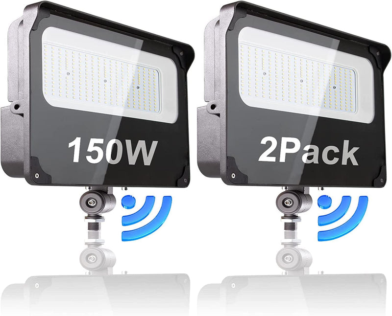 200W LED Flood Light Outdoor 5000K 28000Lm (1200W Equivalent ) Led Stadium Light with Dusk to Dawn Photocell, IP65 Waterproof Commercial Area Lighting with 5FT US Plug for Backyard/Stadium-2Pack Home & Garden > Lighting > Flood & Spot Lights Lightdot 150W | 2Pack  