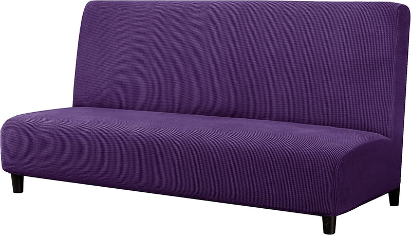 Subrtex Stretch Armless Sofa Slipcover Foldable Futon Cover Sofa Bed Washable Removable Furniture Protector (Celadon) Home & Garden > Decor > Chair & Sofa Cushions SUBRTEX Violet  