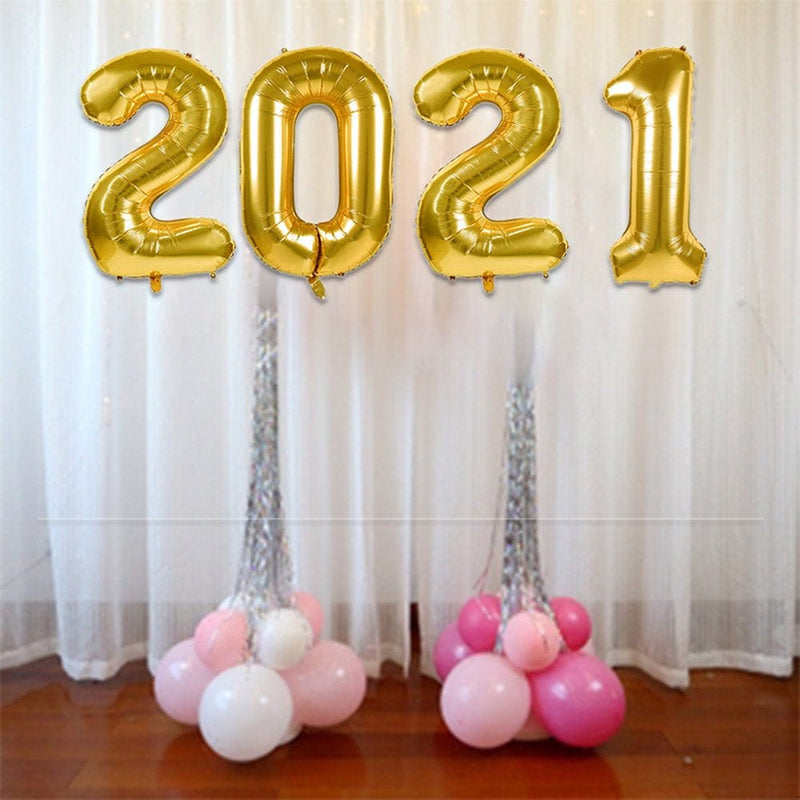 2021 Multicolor Aluminum Foil Number Digital Large Balloons for New Year Eve Festival Party Supplies Anniversary Event Graduation Decoration Arts & Entertainment > Party & Celebration > Party Supplies YEUHTLL Silver  