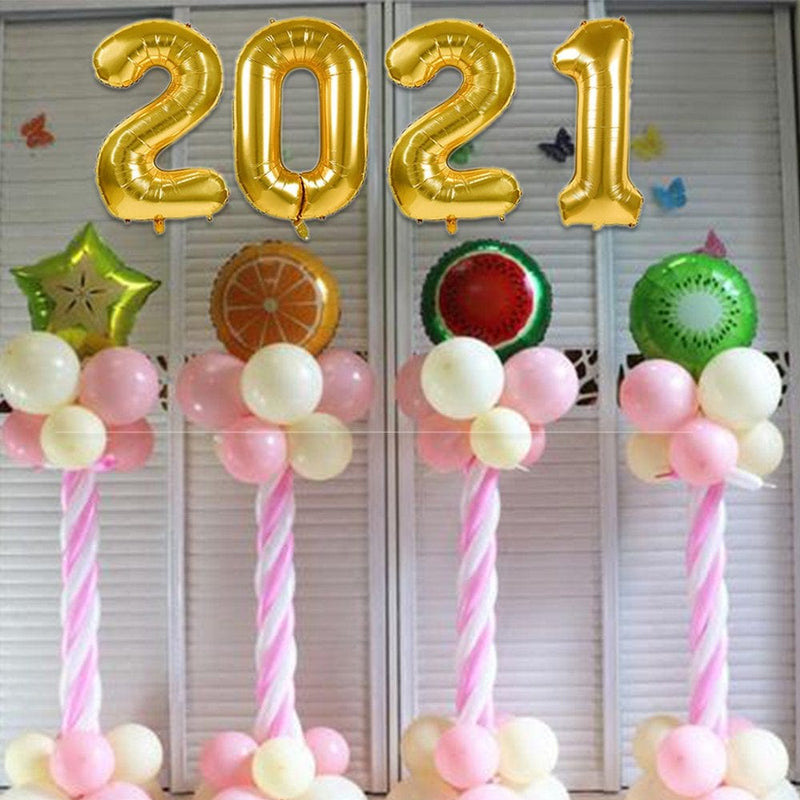 2021 Multicolor Aluminum Foil Number Digital Large Balloons for New Year Eve Festival Party Supplies Anniversary Event Graduation Decoration
