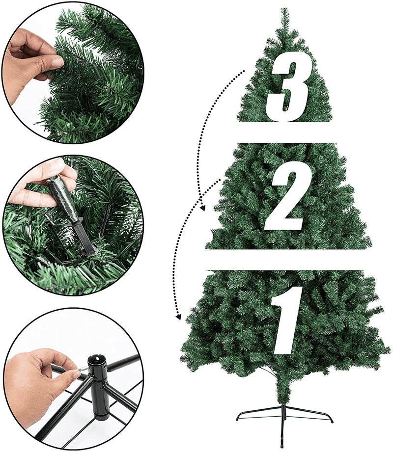 2021 New 6FT Artificial Christmas Pine Tree Holiday Decoration with Metal Stand, 1,300 Tips, Easy Assembly, for Outdoor and Indoor Decor Green Home & Garden > Decor > Seasonal & Holiday Decorations > Christmas Tree Stands BHD BEAUTY   