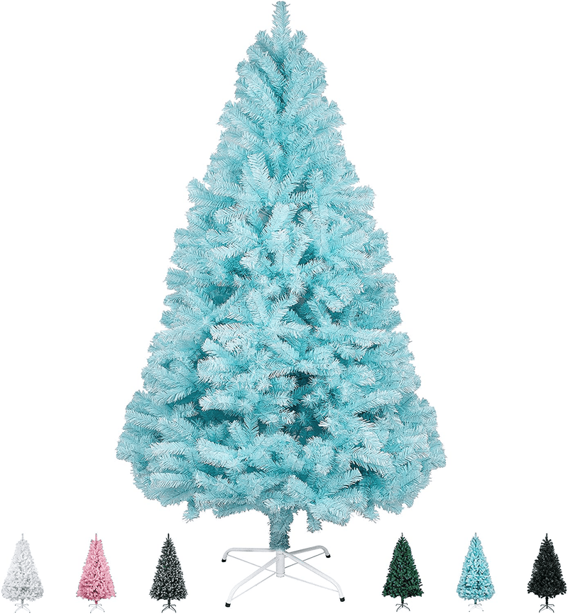 2021 New 6FT Artificial Christmas Pine Tree Holiday Decoration with Metal Stand, 1,300 Tips, Easy Assembly, for Outdoor and Indoor Decor Green Home & Garden > Decor > Seasonal & Holiday Decorations > Christmas Tree Stands BHD BEAUTY Blue 6ft 
