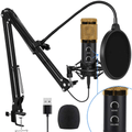 2021 Upgraded USB Condenser Microphone for Computer, Great for Gaming, Podcast, LiveStreaming, YouTube Recording, Karaoke on PC, Plug & Play, with Adjustable Metal Arm Stand, Ideal for Gift, Black Electronics > Audio > Audio Components > Microphones Bonke Gold  