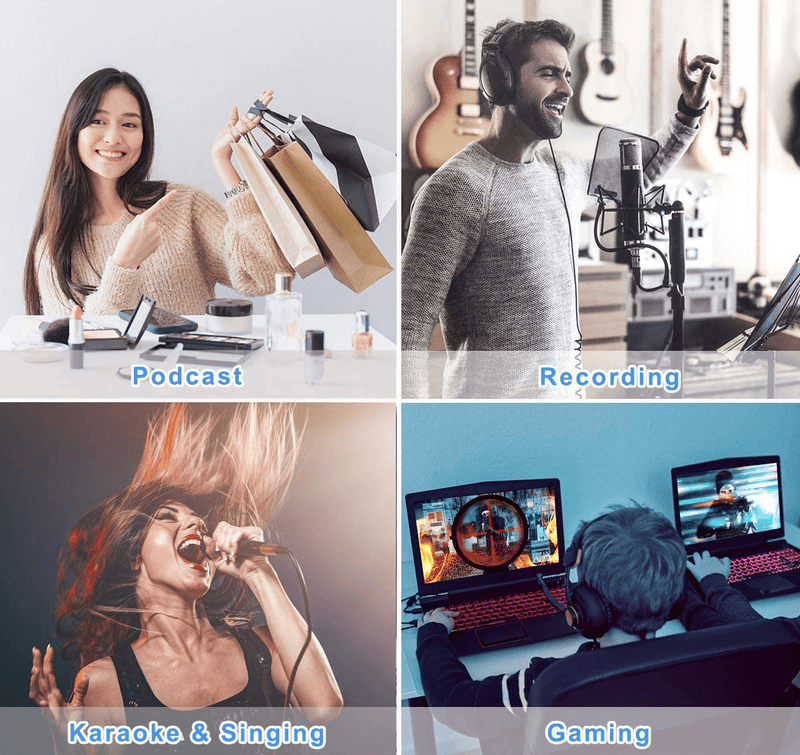 2021 Upgraded USB Condenser Microphone for Computer, Great for Gaming, Podcast, LiveStreaming, YouTube Recording, Karaoke on PC, Plug & Play, with Adjustable Metal Arm Stand, Ideal for Gift, Black Electronics > Audio > Audio Components > Microphones Bonke   