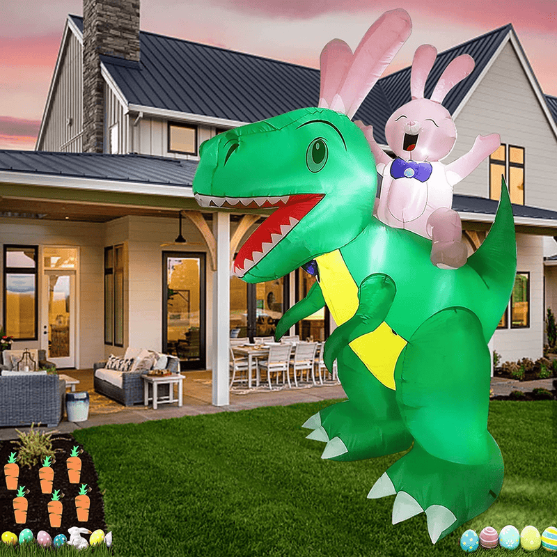 2022 Easter Inflatables Decorations Outdoor, 7FT Inflatable Easter Bunny, Inflatable Dinosaur Easter, Giant Easter Blow up Yard Decorations with Led Lights, Large Outdoor Easter Decorations Bunny Home & Garden > Decor > Seasonal & Holiday Decorations NEBA.STARS   