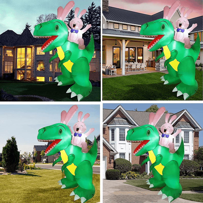 2022 Easter Inflatables Decorations Outdoor, 7FT Inflatable Easter Bunny, Inflatable Dinosaur Easter, Giant Easter Blow up Yard Decorations with Led Lights, Large Outdoor Easter Decorations Bunny Home & Garden > Decor > Seasonal & Holiday Decorations NEBA.STARS   