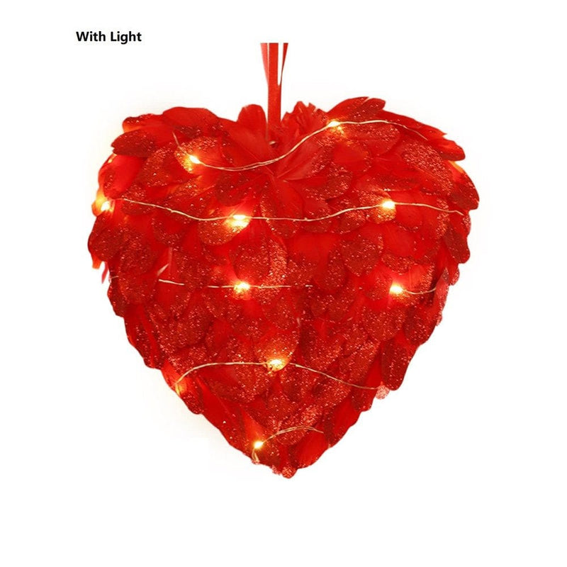 2022 Valentine'S Day 3D Lighted Large Heart Hanging Wreath Decoration for Weddings, Valentine'S Day, Anniversaries, Engagements Supplies Home & Garden > Decor > Seasonal & Holiday Decorations Tukinala with light  