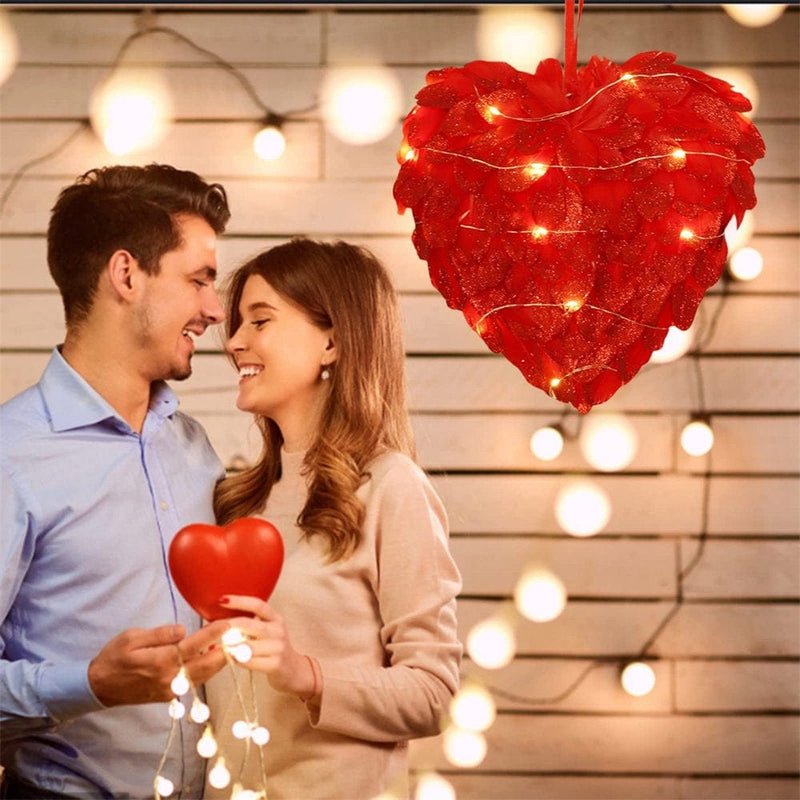 2022 Valentine'S Day 3D Lighted Large Heart Hanging Wreath Decoration for Weddings, Valentine'S Day, Anniversaries, Engagements Supplies Home & Garden > Decor > Seasonal & Holiday Decorations Tukinala   