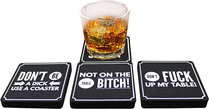 Summit One Funny Coasters for Drinks, Set of 10 (4 X 4 Inch, 5Mm Thick) - Bar Accessories for the Home Bar Set, Absorbent Felt Drink Coasters the Ideal Man Cave Accessories Home & Garden > Kitchen & Dining > Barware Summit One   