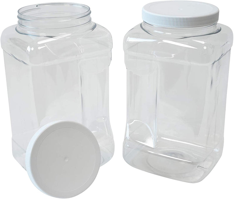 CSBD 32 Oz Clear Plastic Mason Jars with Ribbed Liner Screw on Lids, Wide Mouth, ECO, BPA Free, PET Plastic, Made in USA, Bulk Storage Containers, 4 Pack (32 Ounces) Home & Garden > Decor > Decorative Jars CSBD 2 1 Gallon (Square) 
