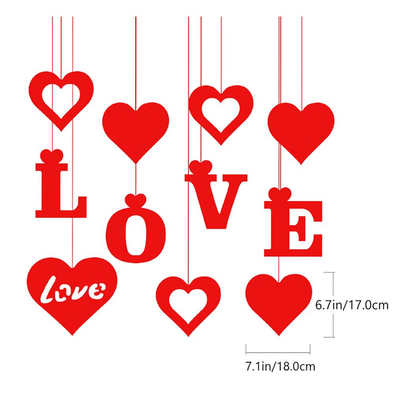 Frcolor 11 Pcs Valentine'S Day Party Decors Felt Hanging LOVE Heart Decorations (Red)
