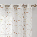JINCHAN Sheer Embroidered Curtains for Living Room 84 Inch Length 2 Panels Leaf Pattern Voile for Bedroom Botanical Design Rod Pocket Top Window Treatments Sheers for Kitchen White on Taupe Home & Garden > Decor > Window Treatments > Curtains & Drapes CKNY HOME FASHION Leaf Gold 63"L 