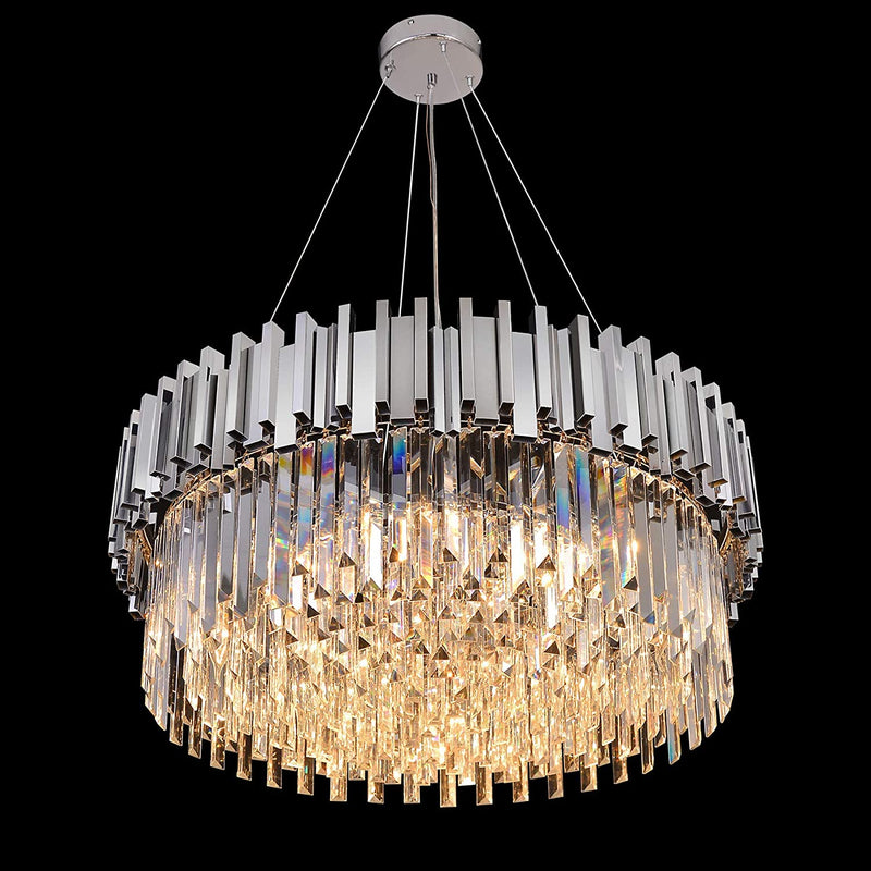 MEEROSEE Gold Chandelier Lighting Crystal Chandeliers Pendant Lights Fixture with Stainless Steel Shade Island Chandeliers Ceiling Dining Room Living Room Contemporary Kitchen Dimmable 12-Lights Home & Garden > Lighting > Lighting Fixtures > Chandeliers MEEROSEE Lighting 31.49"  