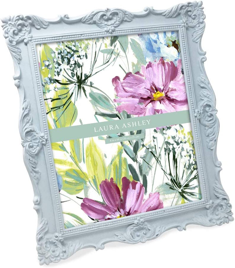 Laura Ashley 5X7 Black Ornate Textured Hand-Crafted Resin Picture Frame with Easel & Hook for Tabletop & Wall Display, Decorative Floral Design Home Décor, Photo Gallery, Art, More (5X7, Black) Home & Garden > Decor > Picture Frames Laura Ashley Powder Blue 8x10 