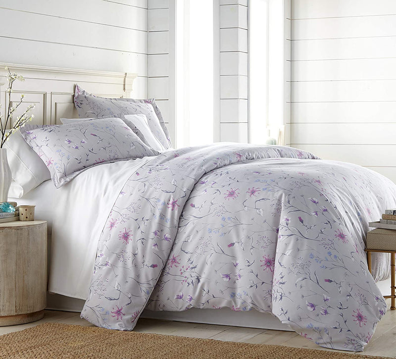 Southshore Fine Living, Inc. Oversized Comforter Bedding Set down Alternative All-Season Warmth, Soft Cozy Farmhouse Bedspread 3-Piece with Two Matching Shams, Infinity Blue, King / California King Home & Garden > Linens & Bedding > Bedding Southshore Fine Linens Secret Meadow Grey Full / Queen 