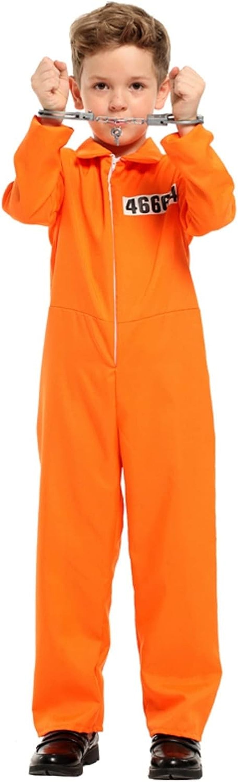 ZNTU Prisoner Costume Kids,Orange Prisoner Jumpsuit with Handcuffs,Jailbird Inmate Prison Uniform  ZNTU   