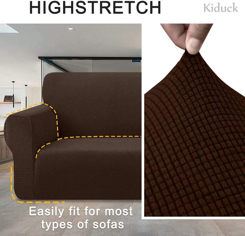 Kiduck High Stretch Chair Sofa Cover Form Fit Super Soft Couch Cover for Armchair Pet Friendly Furniture Protector with Elastic Bottom Machine Washable (Small,Chocolate) Home & Garden > Decor > Chair & Sofa Cushions Kiduck   