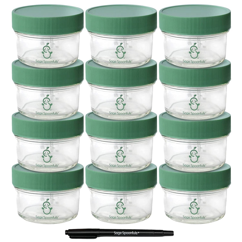 Sage Spoonfuls Glass Baby Food Storage Jars - 4-Pack of 8 Ounce Reusable Glass Food Storage Containers with Lids - Leakproof & Airtight - Dishwasher Safe - Microwave & Freezer Friendly - Bpa-Free Home & Garden > Decor > Decorative Jars Sage Spoonfuls 12-Pack 4 Ounce Glass Jars  