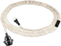 EE Eleven Master Pendant Light Kit with Switch Plug in Vintage Lamp Cord with Twisted Hemp Rope UL Listed 15FT E26 Extension Hanging Lantern Cable for Industrial Retro DIY Projects Home & Garden > Lighting > Lighting Fixtures EE Eleven Master White  