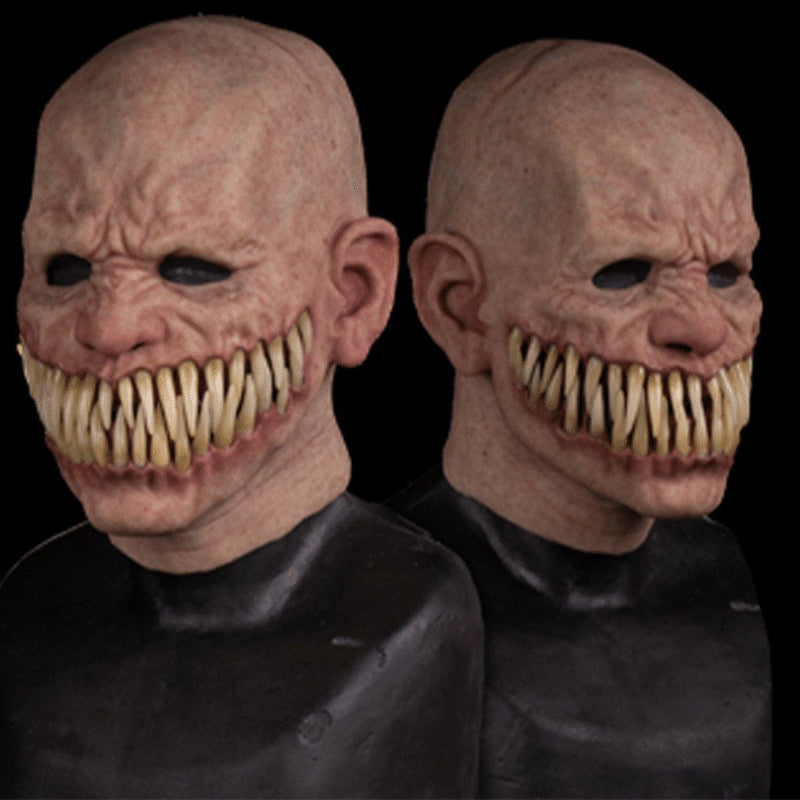 Imestou Pull Back Toy Mask Halloween Creepy Wrinkle Face Mask Latex Cosplay Party Props