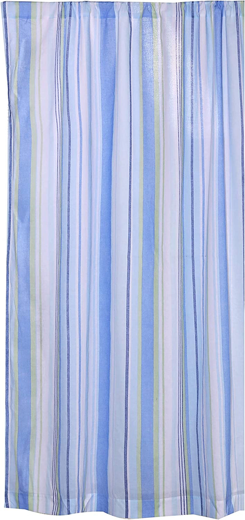 Levtex Home - Catalina - Drape Panel/Curtain (55X84In.) Set of 2 with Rod Pocket - Striped Coastal Pattern in Blues and Greens - White, Green, Blues - Cotton Fabric Home & Garden > Decor > Window Treatments > Curtains & Drapes Levtex Home Drape Panel 55x84  