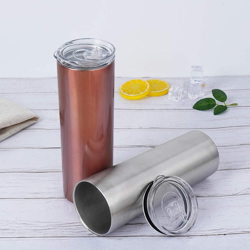 20Oz Stainless Steel Skinny Tumbler, 6 Pack Double Wall Insulated Tumblers with Lid and Straw, Water Tumbler Cup, Slim Vacuum Travel Tumbler for Coffee Wine Drinks Tea Beverages Home & Garden > Kitchen & Dining > Tableware > Drinkware Pknoclan   