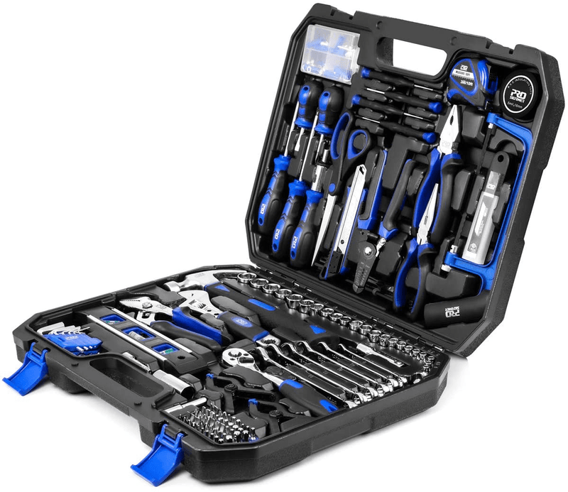 210-Piece Household Tool Kit, PROSTORMER General Home/Auto Repair Tool Set with Hammer, Pliers, Screwdriver Set, Wrench Socket Kit and Toolbox Storage Case - Perfect for Homeowner, Diyer, Handyman Hardware > Tools > Tool Sets Prostormer 210 Pieces  