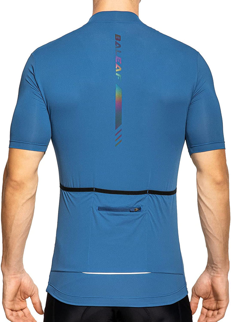 BALEAF Men'S Cycling Jersey Bike Shirts Short Sleeve Half Zip Mountain Biking Tops 4 Rear Pockets UPF Sporting Goods > Outdoor Recreation > Cycling > Cycling Apparel & Accessories BALEAF 01-blue X-Large 