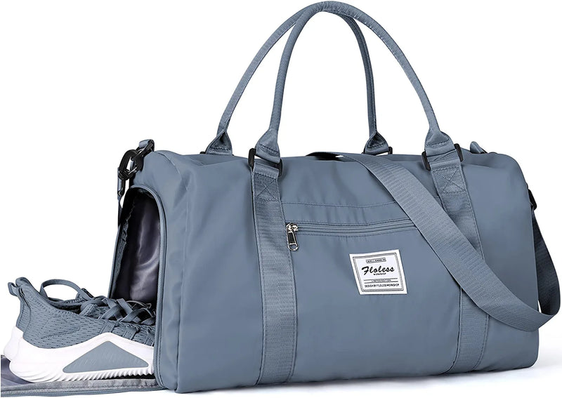 Gym Bag Womens Mens with Shoes Compartment and Wet Pocket,Travel Duffel Bag for Women for Plane,Sport Gym Tote Bags Swimming Yoga,Waterproof Weekend Overnight Bag Carry on Bag Hospital Holdalls Home & Garden > Household Supplies > Storage & Organization WISEPACK A8-Grey Blue(Large) Large 