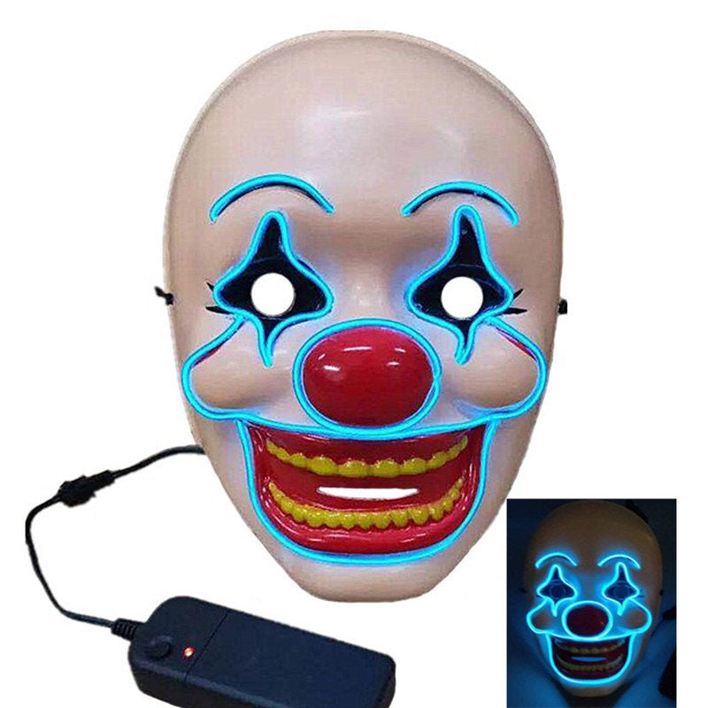 Halloween LED Clown Mask LED Light up Creepy Mask Novelty Costume Cosplay Halloween Party Festival Party Supplies Apparel & Accessories > Costumes & Accessories > Masks KAWELL   