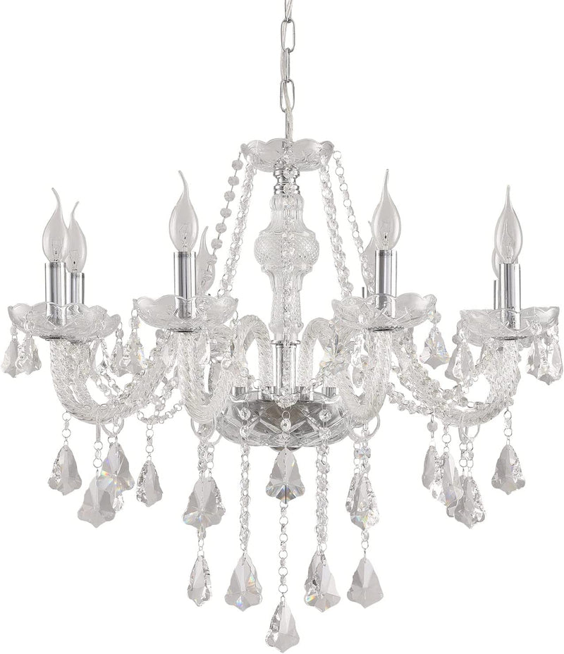 Zaqtan Luxurious 8 Lights Crystal Chandelier with Metal Frame 8 Arms Candles Vintage Hanging Light Fixture Pendant Ceiling Lamp Raindrop 28" X L49 (Cognac, 8 Lights) Home & Garden > Lighting > Lighting Fixtures > Chandeliers Zaqtan Lighting Clear 8 Lights 