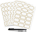 Clear Labels for Jars 180Pcs Waterproof Removable Transparent Write-On Label Stickers with Gold Border,Great for Food Container Spice Bottle Condiment Flour Sugar Canisters Storage Bins,Free 2 Markers Home & Garden > Decor > Decorative Jars Nardo Visgo Clear Labels With Gold Border(93 Pcs)  