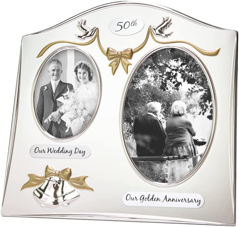 Haysom Interiors Traditional Two Tone Silver Plated 25Th Silver Anniversary Double Picture Frame Home & Garden > Decor > Picture Frames Haysom Interiors 50th  
