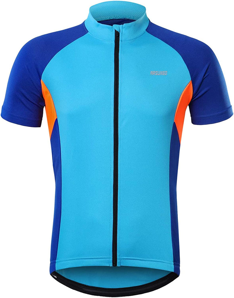 ARSUXEO Men'S Short Sleeves Cycling Jersey Bicycle MTB Bike Shirt Zipper Pocket 655 Sporting Goods > Outdoor Recreation > Cycling > Cycling Apparel & Accessories ARSUXEO   