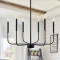 Cwarmozy Matte Black Farmhouse Chandelier 6-Light Classic Candle Chandelier Light Fixture for Dining Room Rustic Industrial Ceiling Pendant Light Retro Hanging Light for Kitchen Living Room Foyer Home & Garden > Lighting > Lighting Fixtures > Chandeliers CWarmozy 01 6-light Black  