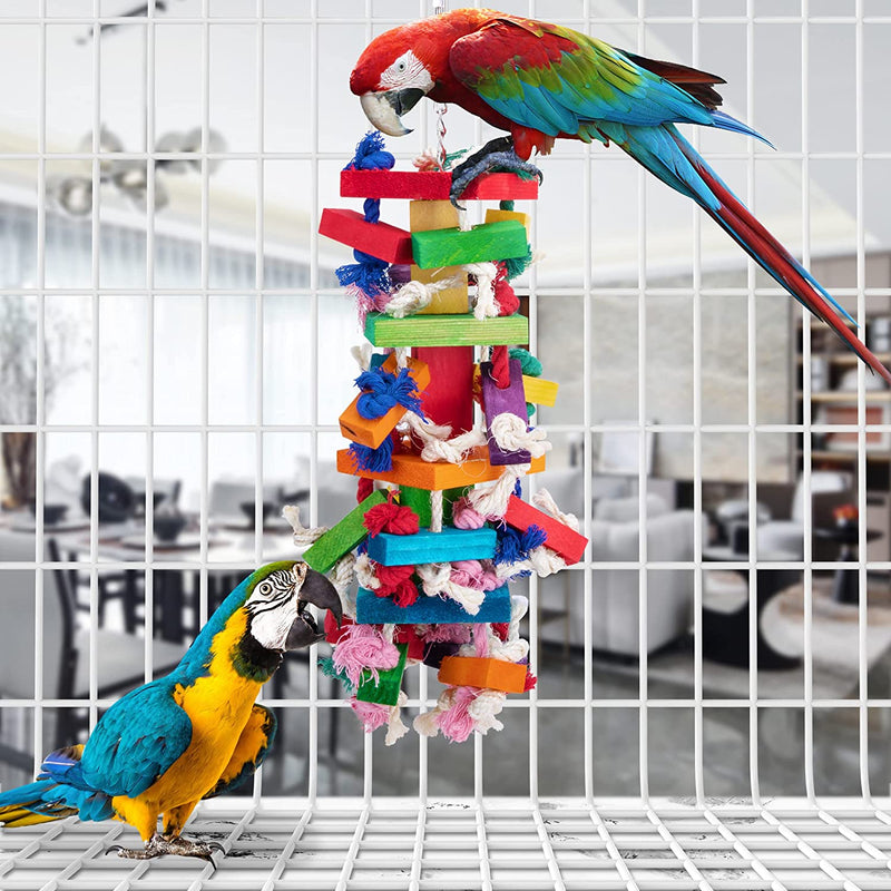 Deloky Bird Block Knots Tearing Toy -19.7 Inch Multicolored Natural Wooden Parrot Chewing Toy Suggested for Macaws Cokatoos,African Grey and a Variety of Parrots.(Large Size) Animals & Pet Supplies > Pet Supplies > Bird Supplies > Bird Toys Deloky   