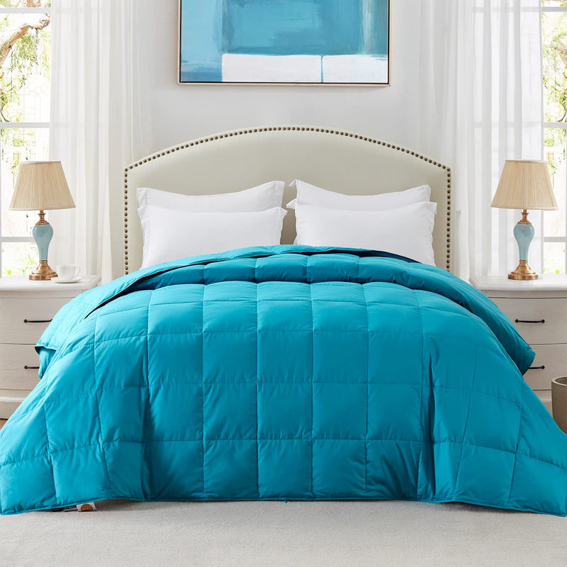 Globon Extra Lightweight down Blanket King Size,Summer Cooling Comforter/Duvet Insert,400 Thread Count,12Oz,700 Fill Power with 8 Corner Tabs,Turquoise Blue