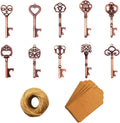 Key Bottle Openers - 50Pcs Vintage Skeleton Key Bottle Opener with Kraft Paper Gift Tags and Twine for Wedding Favors Antique Rustic Party Decoration, 10 Styles (Copper) Home & Garden > Kitchen & Dining > Barware XONOR Copper  