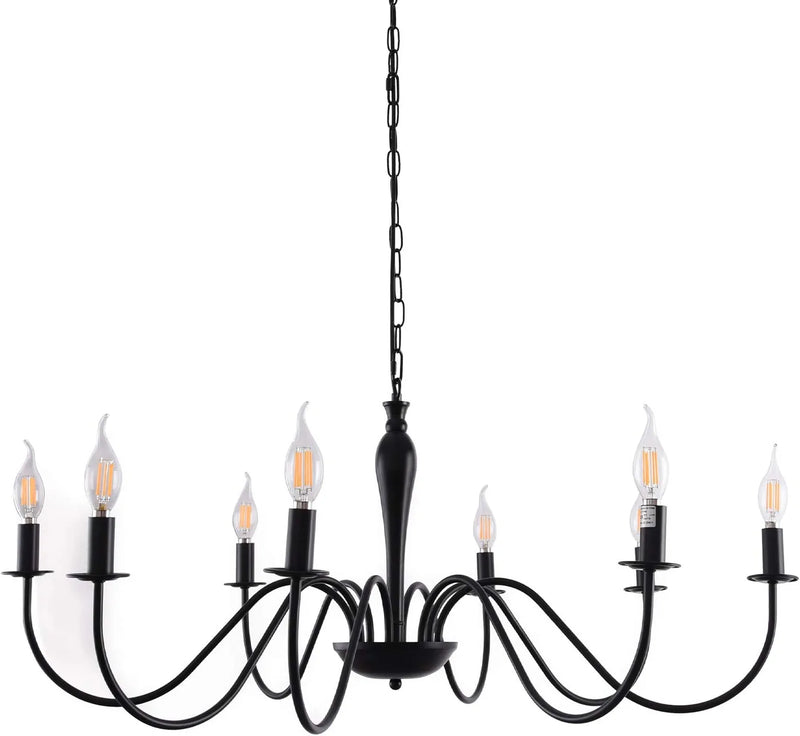 Farmhouse Chandelier Black Iron Chandelier 8 Lights Farmhouse Ceiling Light Fixtures Hanging for Dining Room Industrial Rustic Pendant Lights Living Room Bedroom Home & Garden > Lighting > Lighting Fixtures > Chandeliers Walnut Tree Black Style A Black-8 Light 