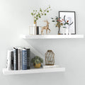 INHABIT UNION White Floating Shelves for Wall-24In Wall Mounted Display Ledge Shelves Perfect for Bedroom Bathroom Living Room and Kitchen Decoration Storage Furniture > Shelving > Wall Shelves & Ledges INHABIT UNION White  