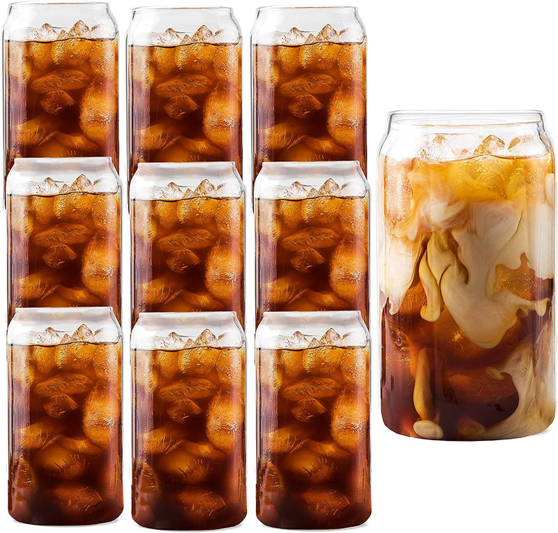 Ilyapa Can Shaped Pint Glass - 16 Oz Classic Can Style Tumbler Drinking Glasses - Set of 4